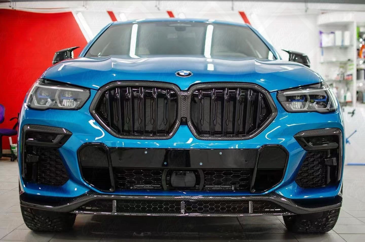 BMW G06 X6 F96 X6M Carbon Fiber Front Grille Dual Slatted 2019-2023