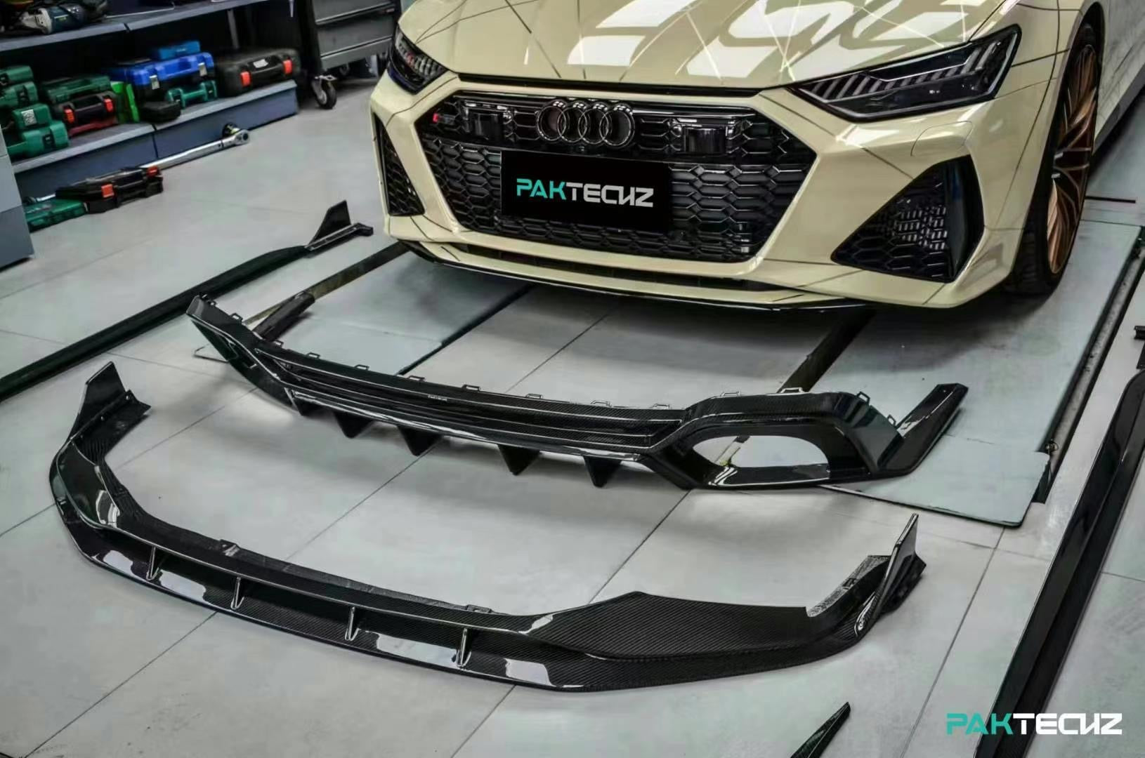 Audi RS6 RS7 C8 Paktechz Design Carbon Fiber Front Lip 2019-2026