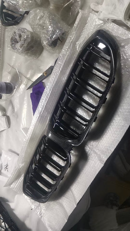 Calandre double lamelle en fibre de carbone BMW G20/G21 pour Série 3 (2019-2022, pré-restylage). 