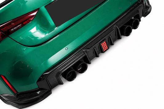 BMW M3 M4 Carbon Fiber Rear Diffuser 2021-26 G80 G81 G82 G83 With LED