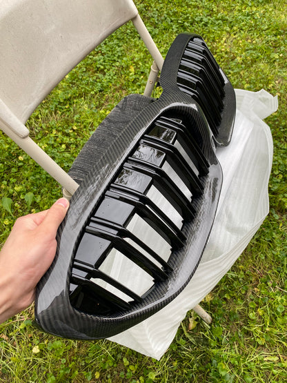 Calandre double lamelle en fibre de carbone BMW G20/G21 pour Série 3 (2019-2022, pré-restylage). 