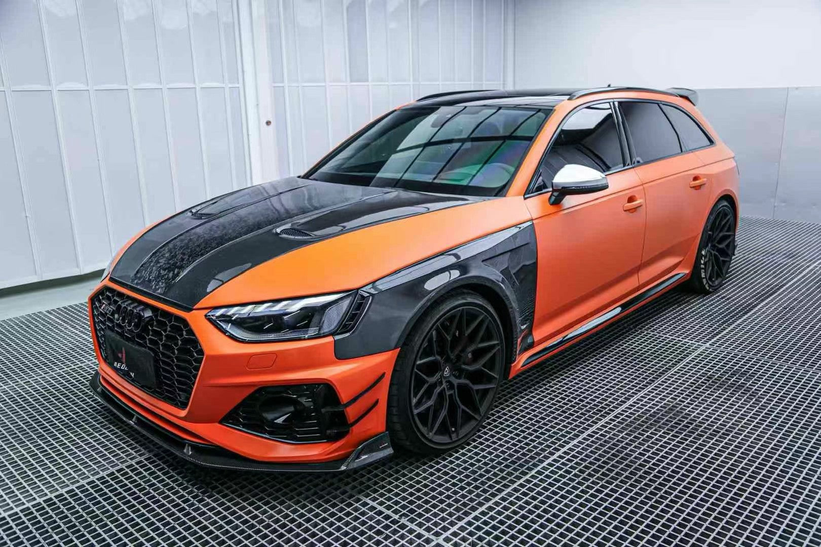 Audi B9.5 RS4 Carbon Fiber Front Lip AE Design 2020-2024 Facelift