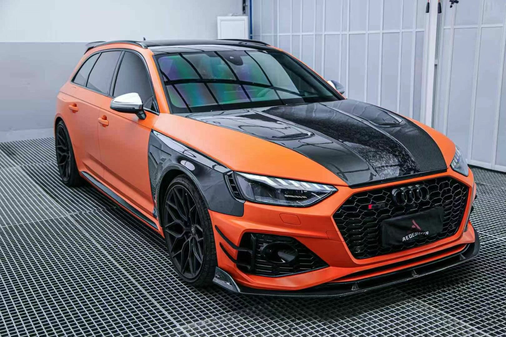 Audi B9.5 RS4 Carbon Fiber Front Lip AE Design 2020-2024 Facelift
