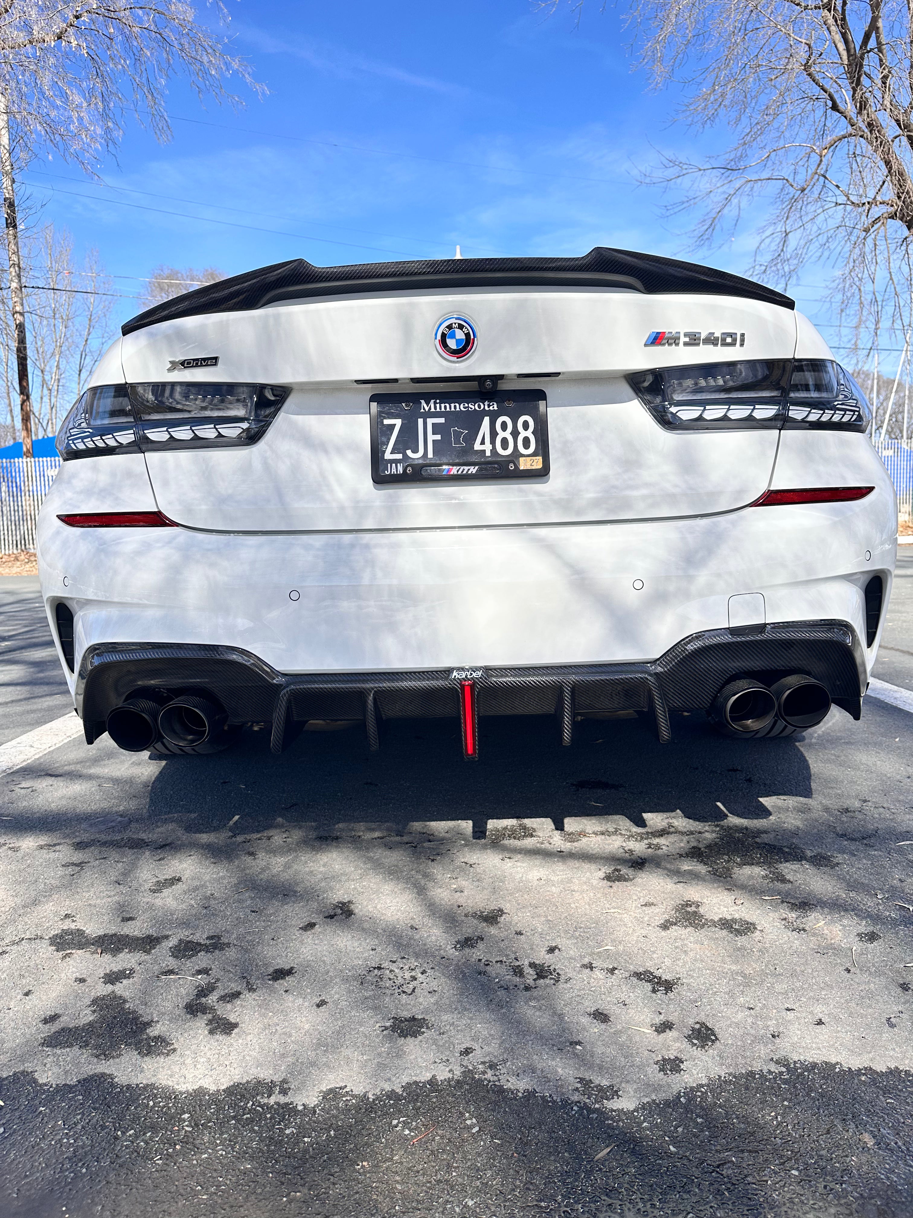 BMW G20 G21 Carbon Fiber Rear Diffuser Karbel Design 19-22 M Sport