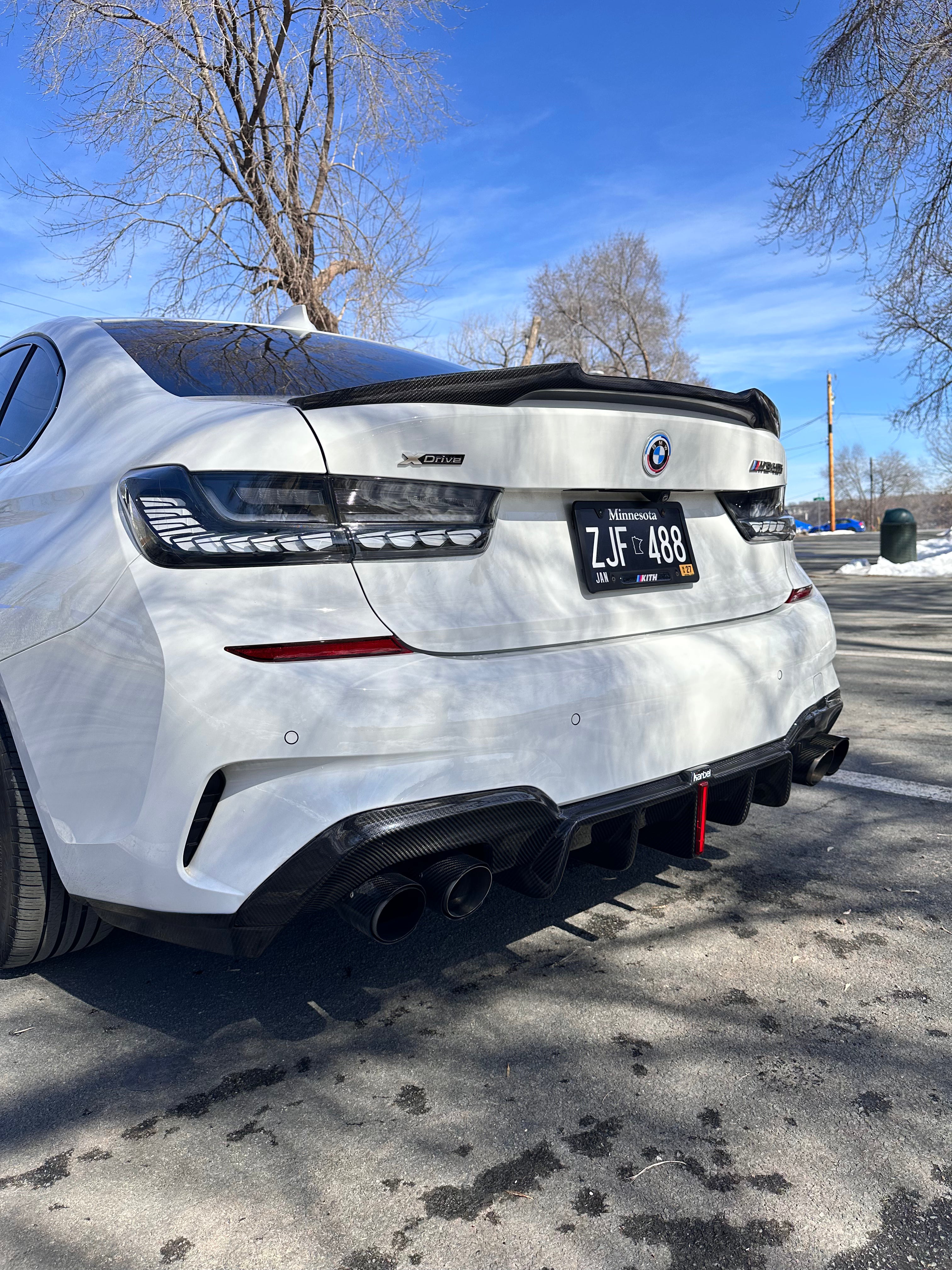 BMW G20 G21 Carbon Fiber Rear Diffuser Karbel Design 19-22 M Sport