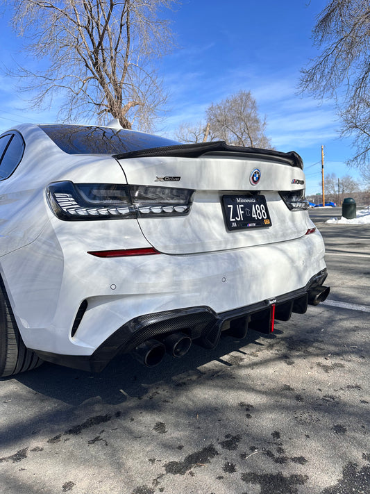 BMW G20 G21 Carbon Fiber Rear Diffuser Karbel Design 19-22 M Sport