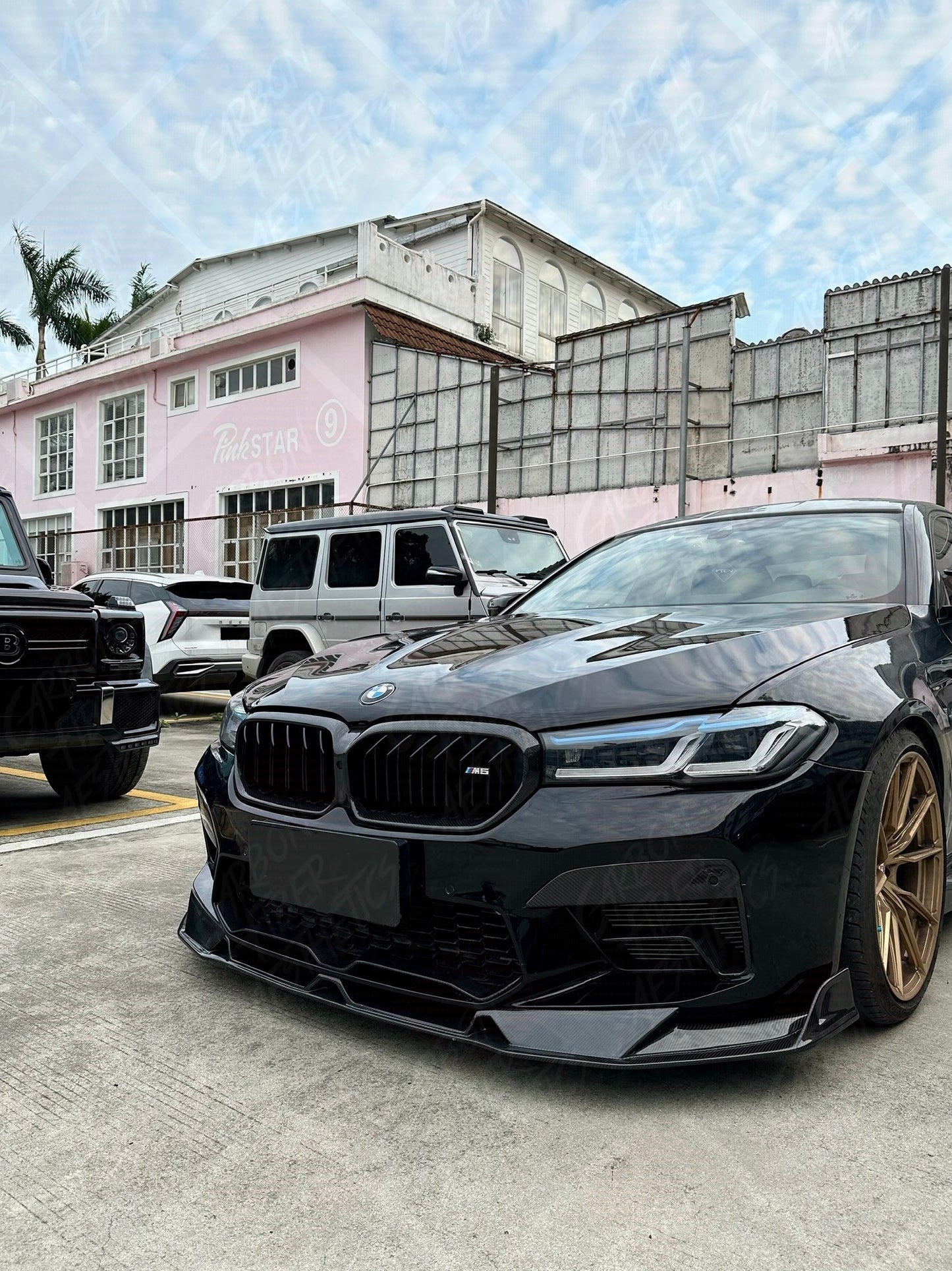 BMW F90 M5/M5C LCI 2021-ON Armorextend Style Carbon Fiber Front Lip