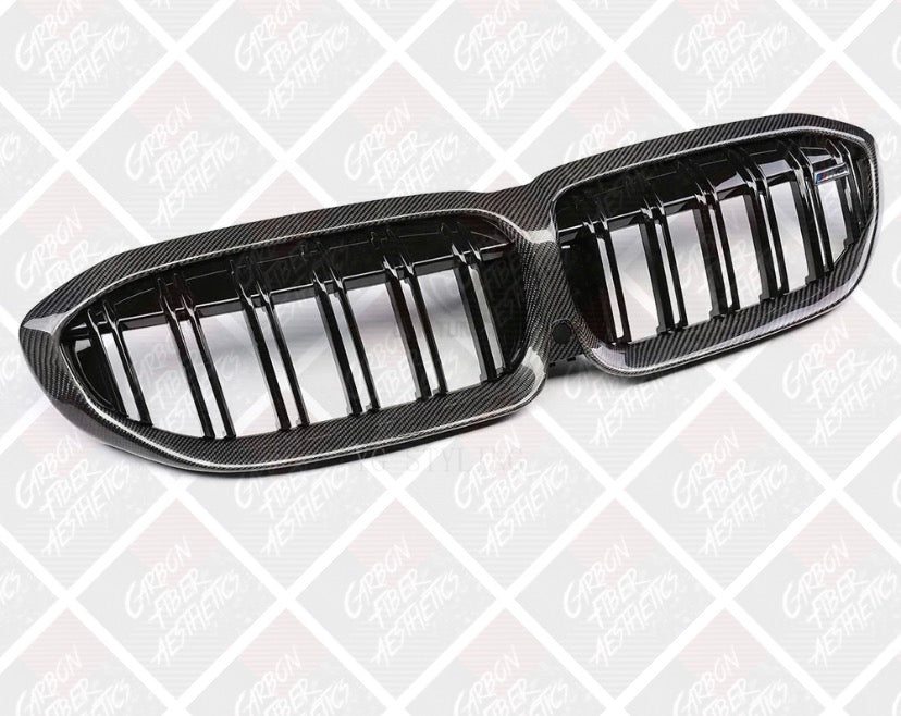 BMW G20 3 Series M340 330 Carbon Fiber Dual Slatted Open Grille Pre Lci