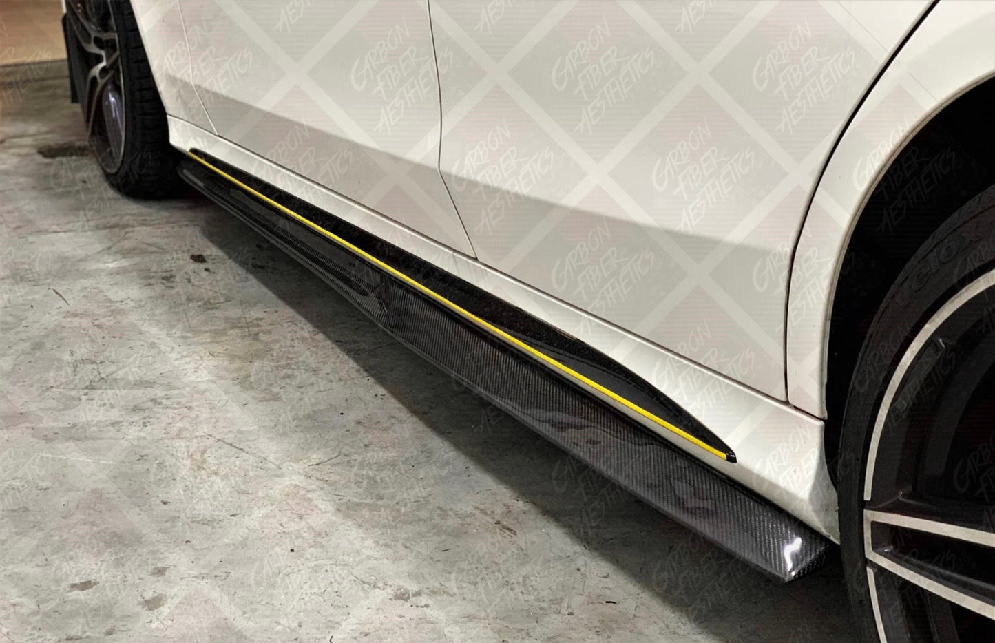 Mercedes Benz W205 C Class PSM Style Carbon Fiber Side Skirts Extensions ( Sedan / Coupe )