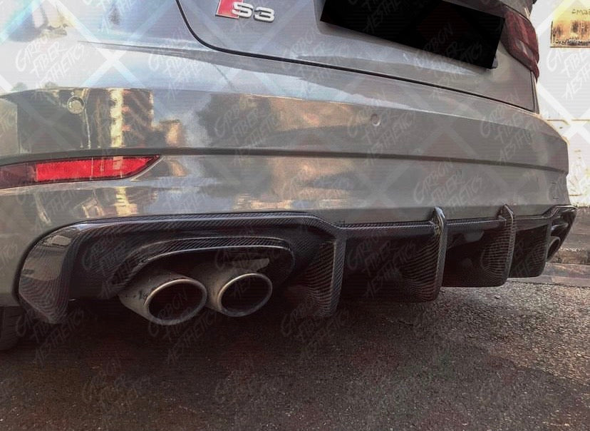 Audi S3 A3 S Line Facelift Karbel Style Carbon Fiber Rear Diffuser 8V.5