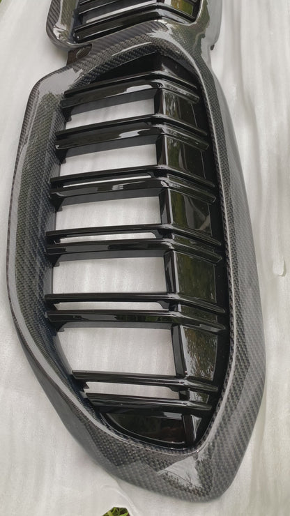 Calandre double lamelle en fibre de carbone BMW G20/G21 pour Série 3 (2019-2022, pré-restylage). 